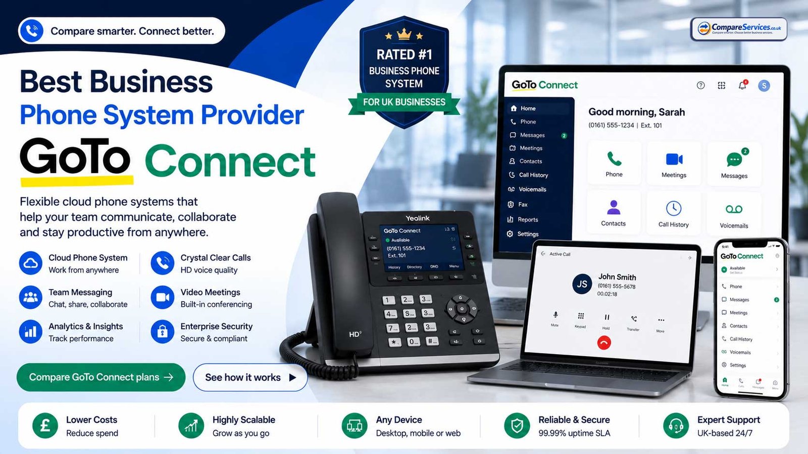 Detailed review and feature breakdown of GoTo Connect as a top business phone system provider for UK enterprises