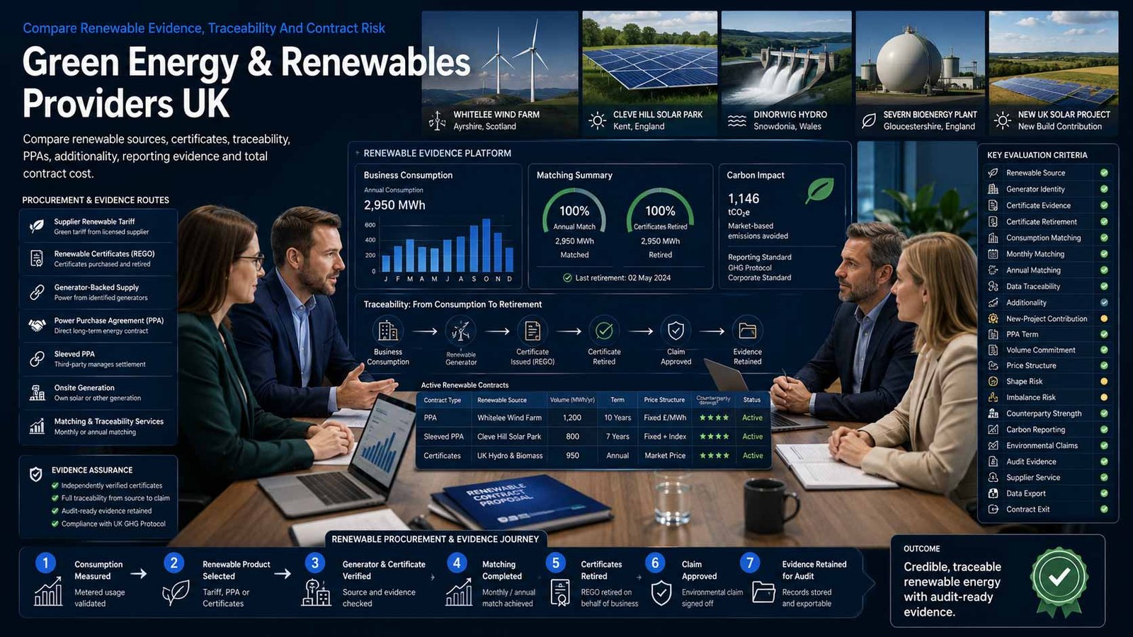 Renewable electricity procurement and green energy evidence for a UK business