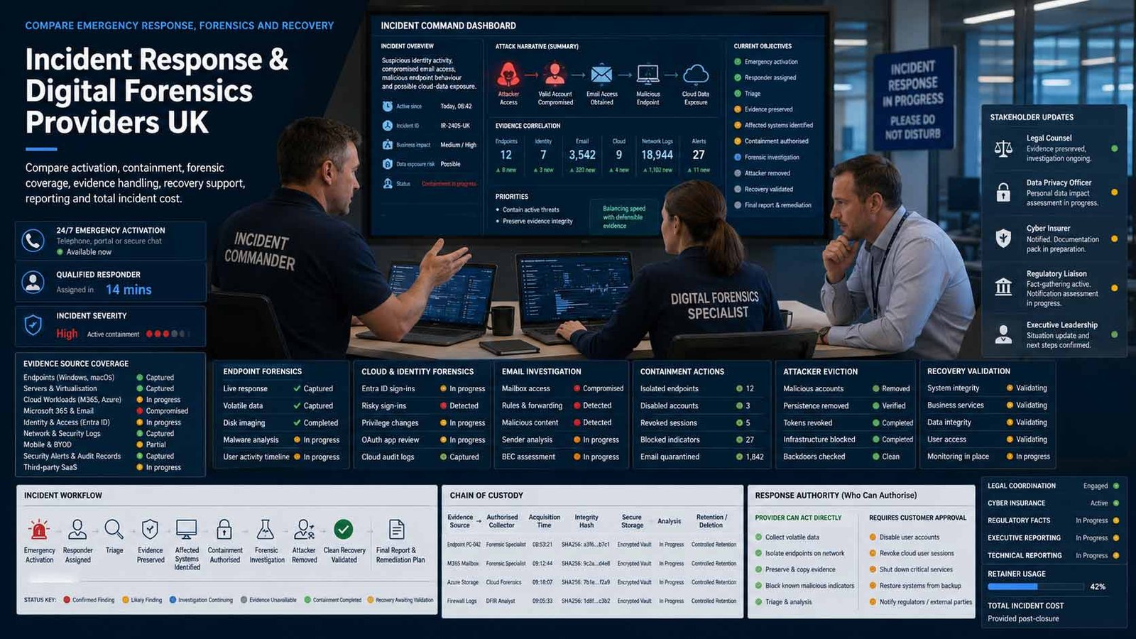 Incident response and digital forensics investigation for a UK business