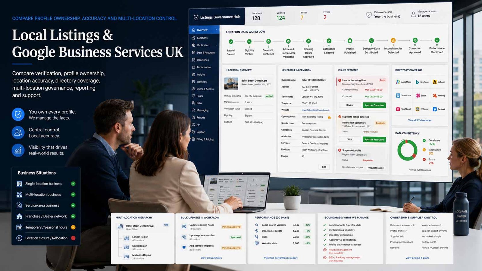 Compare Local Listings and Google Business Providers UK UK business owner and local marketing specialist managing Google Business Profile and online location listings