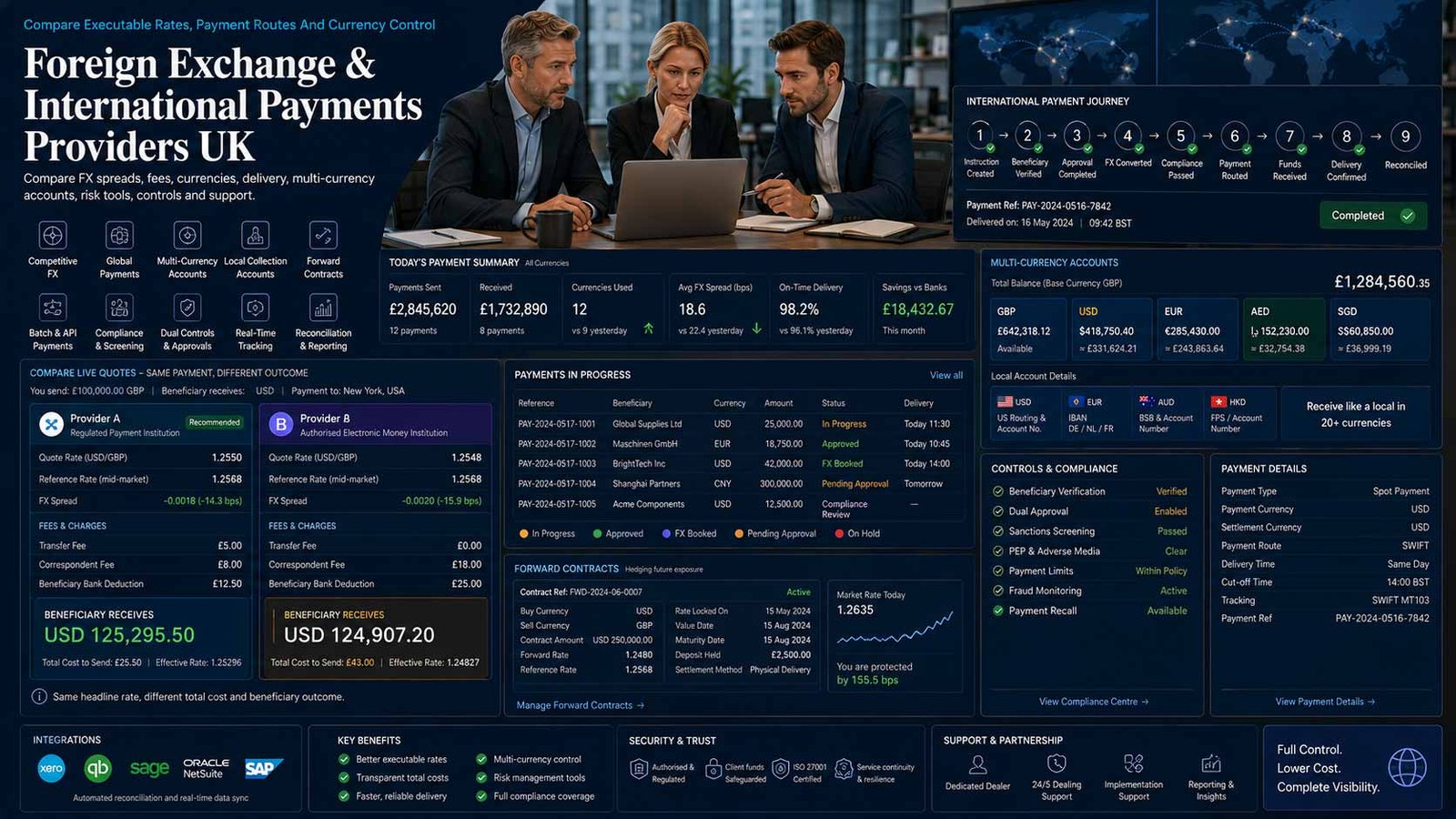 UK finance team managing business foreign exchange, international supplier payments and multi-currency cash flow