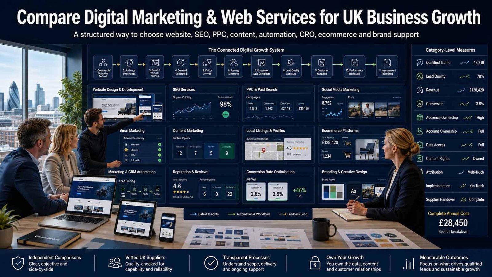 Compare digital marketing and web services for UK business growth