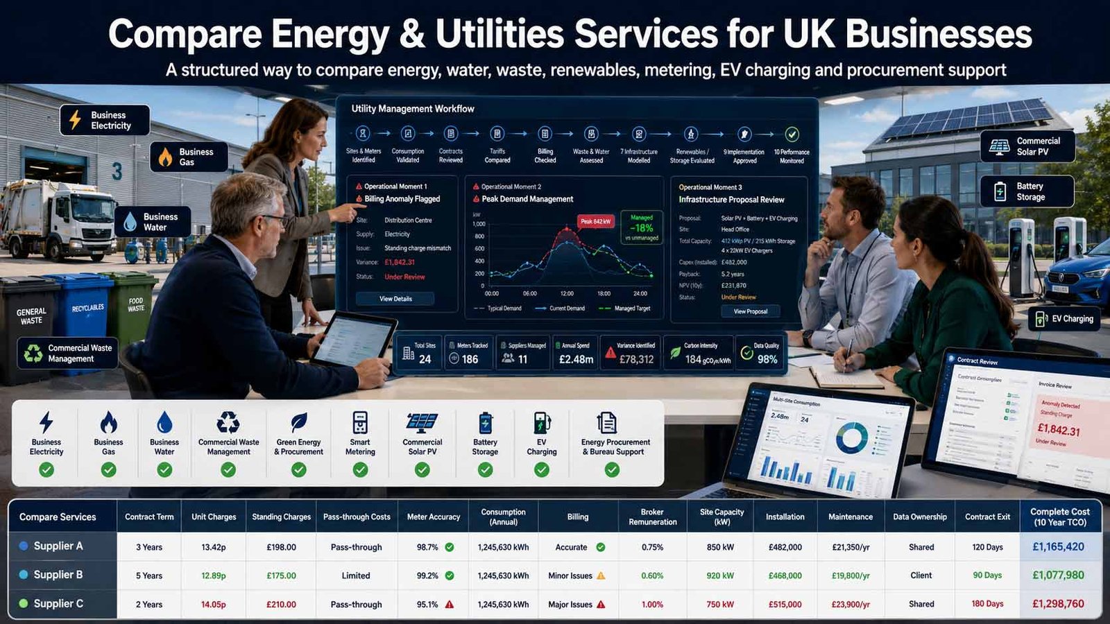 Compare energy and utilities services for UK businesses