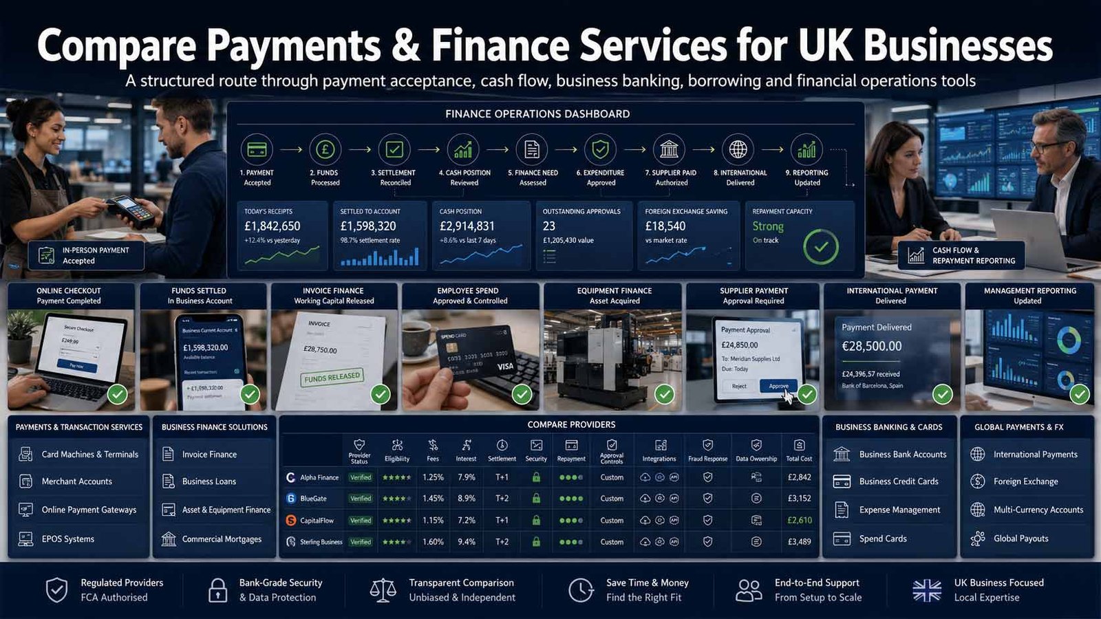 Compare payments and finance services for UK businesses
